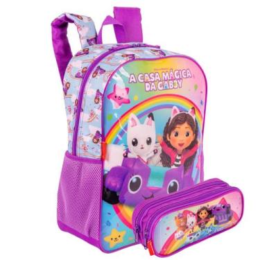 Imagem de Mochila Costas Estojo Casa Mágica Gabb Duplo Passeio Escolar - Casa Má