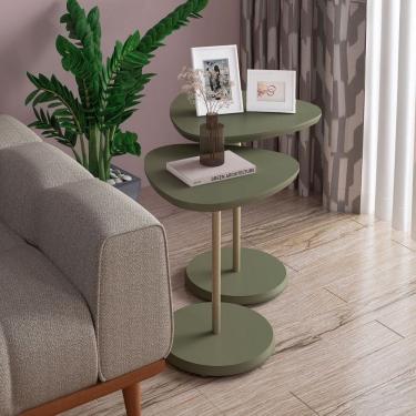 Imagem de Mesa Canto Bia Kit 2 Peças 100% Mdf Menta - Pnr Móveis