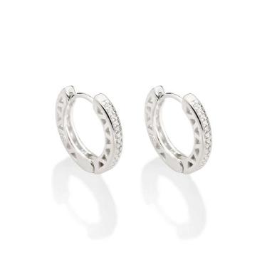 Imagem de Brinco Argola Rommanel Com Zircônia Prata 925 820158, Prata