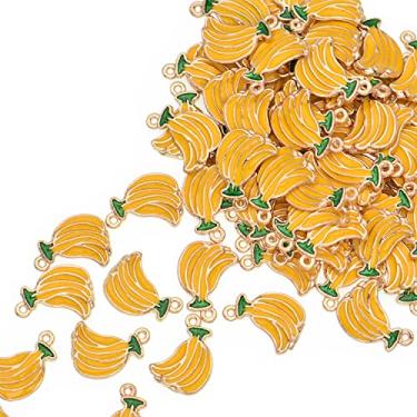 Imagem de VIDRIO Pacote de 80 pingentes de bananas esmaltadas banhados a ouro acessórios para colar pulseira e bijuteria artesanato faça você mesmo