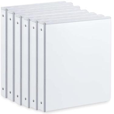 Imagem de Fichário com 3 anéis de 2,5 cm, anel redondo, com 2 bolsos internos, comporta 200 folhas de papel tamanho carta, durável, sem PVC, fichários brancos, pacote com 6