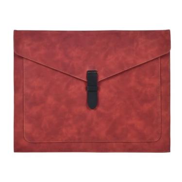 Imagem de QiXin Pasta de arquivo de couro marrom, tamanho carta, organizador de arquivos, pastas de documentos importantes com bolsos, organizador de documentos, capa para notebook, armazenamento de papel,