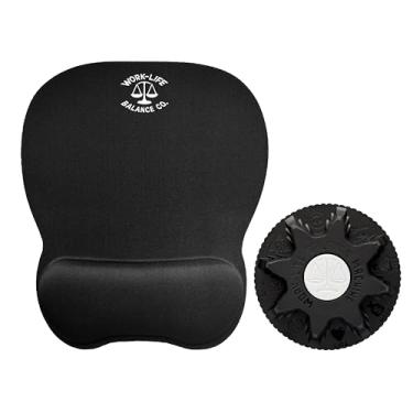 Imagem de Conjunto de mouse pad e mouse jiggler, mouse pad ergonômico com suporte de pulso de espuma de memória, alívio da dor, mousepad portátil para computador, laptop, escritório, casa ou viagem, base