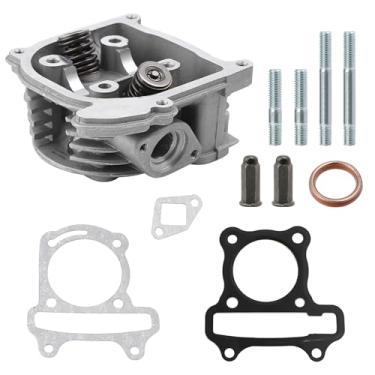 Imagem de Minho GY6 Conjunto de cabeça de cilindro de 47 mm/1,85" com válvulas de 69 mm feito de liga de alumínio, compatível com motor chinês scooter ciclomotor ATV Go Kart 4 tempos 139QMA 139QMB GY6 80cc,
