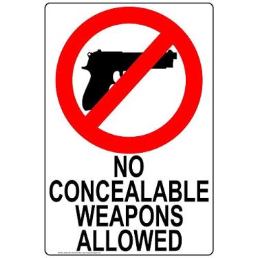 Imagem de ComplianceSigns. Adesivo com etiqueta South Carolina No Concealable Weapons Allowed, vinil de 30 x 20 cm para álcool/drogas/armas