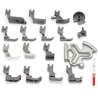 Imagem de Fbshicung Conjunto De Calcador E Caixa De Bobina Para Máquina De Costura Industrial 19Pcs Para Juki Ddl-5550 Ddl-5600 Ddl-8300 Ddl-8500 Singer 188K 191D 195K 196K