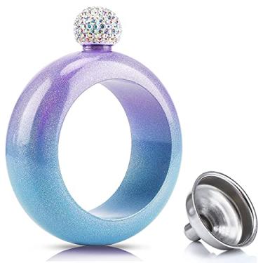 Imagem de Cantil de pulseira para mulheres, frasco de noiva com glitter Junya com tampa de strass, frasco pequeno e fofo portátil de 100 ml, frasco de licor para mulheres, festa ao ar livre, presente de dama de