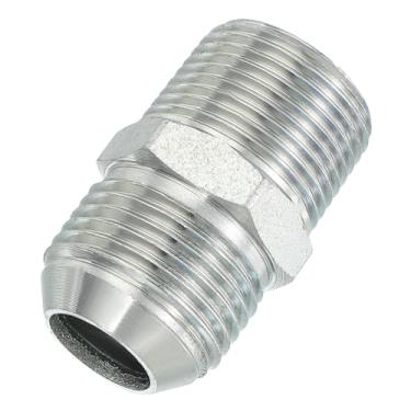 Imagem de PATIKIL Conectores de mamilo redutores hexagonais Adaptador de tubo 1-1/40.6 cm macho 37° Flare JIC x 3/10.2 cm macho NPT, adaptador de bocal redutor de encaixe de tubulação Encaixe hidráulico de aço