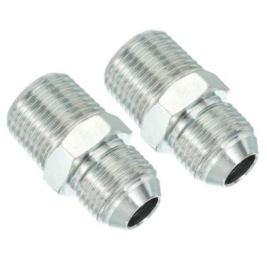 Imagem de PATIKIL Conector adaptador de tubo 3/10.2 cm macho 37 ° Flare JIC x 1/5.1 cm macho R encaixe de tubulação 2 peças conector hidráulico de encaixe de restrição de alimentação de óleo para sistema de