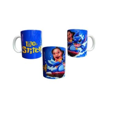 Imagem de Caneca Porcelana do  Lilo & Stitch - Sublimação, Azul