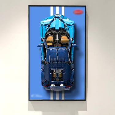 Imagem de WETCEAOM Display Wallboard para Lego Technic Bugatti Chiron 42083 Race Car, Acessório de Exposição para Bloqueios Intertravados, Azul, Alumínio, 19.7X31.5in, 1 x Display Wallboard