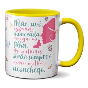 Imagem de Caneca Mulher Mãe, Avó Sempre Aconchego Frase Criativa (Amarela)