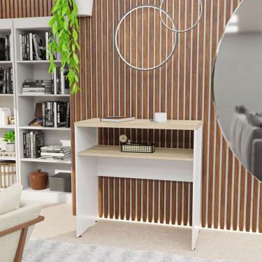 Imagem de Aparador Buffet Balcão Sala de Estar Escritório 90x42cm Carvalho / Branco