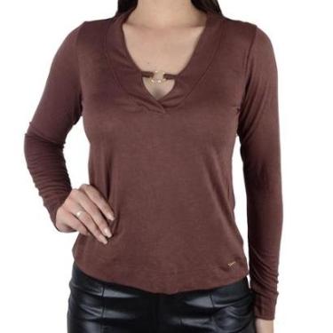 Imagem de Blusa Feminina Olho Fatal ML Marrom Nut - 601836-Feminino