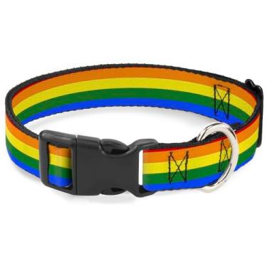 Imagem de Buckle-Down PC-W30693-S Bandeira Gay Orgulho Arco-íris Colarinho com clipe de plástico, Pequeno/23 a 38 cm