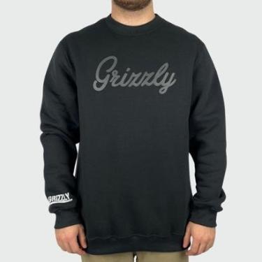 Imagem de Moletom Grizzly Script Logo Crewneck Preto-Masculino