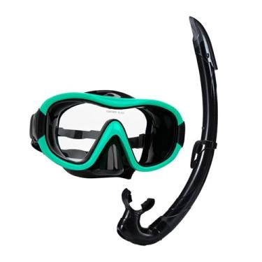 Imagem de menolana Conjunto de snorkel, equipamentos de óculos de natação, homens homens nando óculos de óculos, máscara de mergulho de ampla para natação, Verde