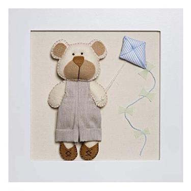 Imagem de Potinho de Mel Quadro Decorativo Ursinho Com Pipa Quarto Bebê Infantil Menino Bege