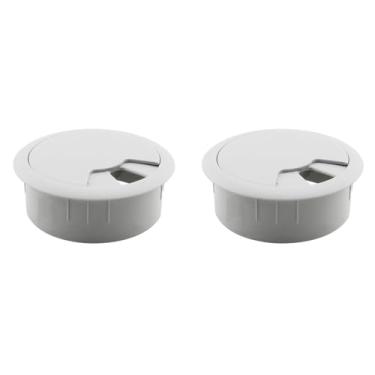 Imagem de HJGarden 2 peças cinza e branco 60 mm mola redonda capa de caixa de cabo de escritório capa de mesa de computador organizador de cabos de mesa