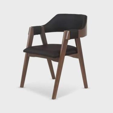 Imagem de Cadeira Dalia de Madeira Maciça Encosto Anatômico com Apoio no Braço Preto