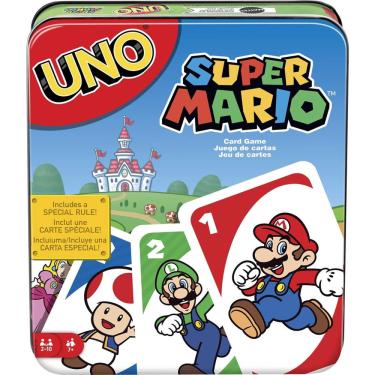 Imagem de Jogo de cartas Mattel Games uno Super Mario com lata colecionável