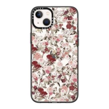 Imagem de CASETiFY Capa compacta para iPhone 14 Plus [leve/1,2 m. 2X proteção contra quedas de grau militar/fina] - Vintage Flower Monday - Preto transparente
