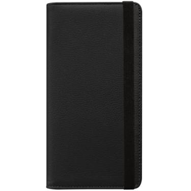 Imagem de HOTCOOL Capa para talão de cheques com elástico – Divisória de PVC transparente de couro premium, durável, compacta e multifuncional para homens e mulheres, Litchi - Preto, Capa para talão de cheques