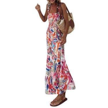 Imagem de Vestido deslizante de verão UOFOCO Colorido Painted Designs Feminino 2