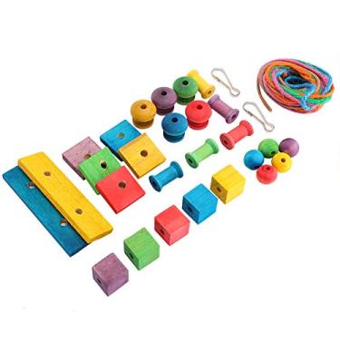 Imagem de Mbeysaq Conjunto de acessórios de brinquedo DIY Papagaios, madeira e corda, multicolorido, brinquedos educativos de papagaio, conjunto de acessórios faça você mesmo, madeira com corda, colorido