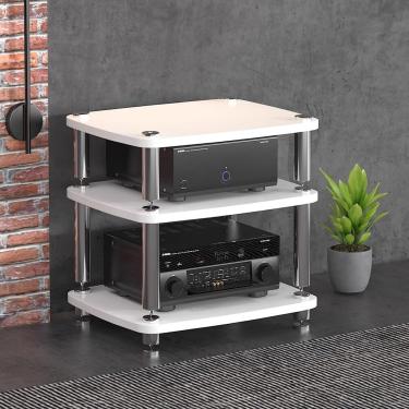 Imagem de Gabinete De áudio Hifi De 1/2/3/4 Camadas Dispositivos De Streaming Rack De áudio Do Gabinete Com Pés De Absorção De Choque - Componentes De áudio E Vídeo, White, 60 * 48 * 10cm(1Tier)
