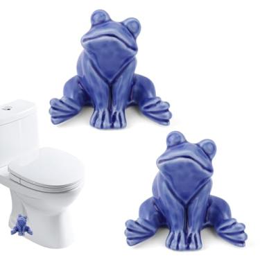 Imagem de Pacote com 2 tampas de parafuso de vaso sanitário decorativas, tampas de parafuso de vaso sanitário de sapo de cerâmica fofa capa inferior oculta de porcelana fácil de instalar perfeita para decoração