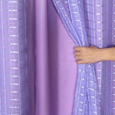 Imagem de Cortina Voil Xadrez Com Forro Blackout 6,00 x 2,80 Lilas - CONFECÇÕES 