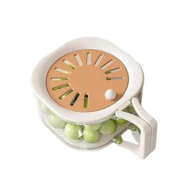 Imagem de Cesta de drenagem e preservação 2 em 1, tigela de lavagem multifuncional de frutas e vegetais com filtro, tampa e alça dobrável, para lavar utensílios de cozinha e armazenamento de alimentos de frutas