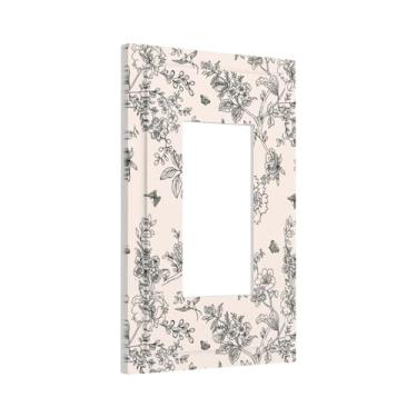 Imagem de Creme/Cinza Vintage Floral Bird 1 Gang Rocker/Decora Light Switch Cover Bege/Cinza Flor Rústica Borboleta Decorador Único/Saída Gfci Capa de Parede Placa Decorativa Decoração de Banheiro