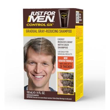 Imagem de Just for Men Shampoo redutor cinza Control GX para tons de cabelo mais claros, loiro a marrom médio, cor de cabelo gradual com queratina, 10 ml - pacote com 1 (a embalagem pode variar)