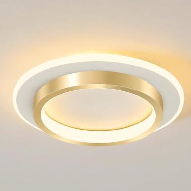 Imagem de Luminária de teto redonda semi-embutida para entrada moderna Luminária de teto LED de ferro acrílico para sala de estar Quarto Sala de jantar Cozinha Lustre de corredor de sala de estudo, lu