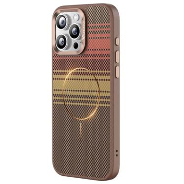 Imagem de LTLMYDAM Capa de sucção magnética para iPhone 16 Pro Max/16 Pro/16 Plus/16, capa de TPU fina de fibra de carbono nano-biônica elegante à prova de choque, capa antiarranhões, latão, 16 Pro