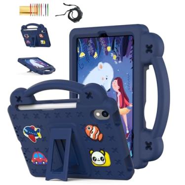 Imagem de Dteck Capa para iPad Mini A17 Pro/iPad Mini 6ª geração para tablet infantil 21.1 cm (2024/2021) com suporte/alça, desenho animal/carro, capa resistente à prova de choque leve com alça de ombro, azul