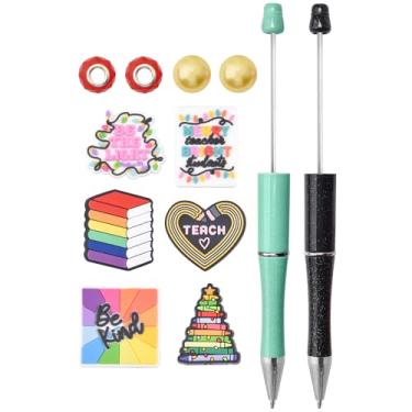 Imagem de QPBEAD Miçangas focais de silicone para Dia do Professor, kit de fabricação de contas coloridas de silicone arco-íris, sortidas, para canetas esferográficas com contas