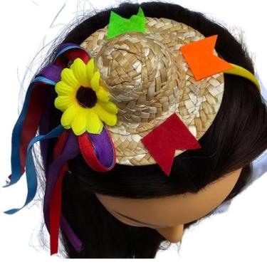 Imagem de Kit c/2 Tiaras Chapéu Palha Festa Junina Caipira Girassol - sm decora