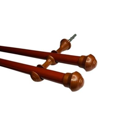 Imagem de Varão de cortina de Aço 2,0 metros Duplo 19mm fino Bastão de cortina Ferro Varão Duplo(Mogno)