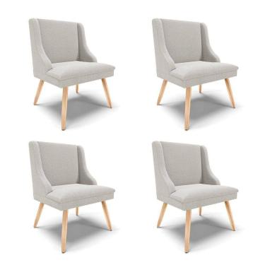 Imagem de Cadeira Sala De Jantar Pé Palito Natural Kit 4 Liz Bouclê Cinza D03 - D`rossi