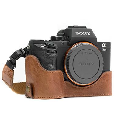 Imagem de MegaGear Sony Alpha A7S II, A7R II, A7 II câmera de couro genuíno meia capa e alça, Dark Brown