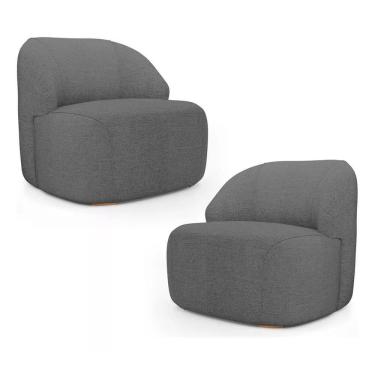Imagem de Kit 2 Poltronas Organica Eloa Linho Cinza - Londrilar