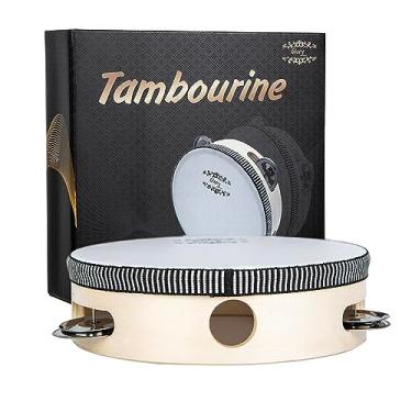 Imagem de Tambor de pandeiro portátil Glory de 20 cm, sino de bétula, jingles de metal, presente de percussão instrumento musical educativo para jogos de festa KTV (20 cm)