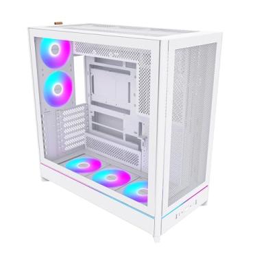 Imagem de MONTECH HS01 PRO, ATX Mid-Tower PC Case, PC para jogos, alto fluxo de ar, layout reversível, painel frontal de malha, ventilador 5X ARGB PWM pré-instalado, design de encaixe, painéis sem ferramentas