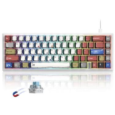 Imagem de Teclado mecânico feminino M68 HE V2 60% com fio com atuação ajustável, teclado magnético para jogos, gatilho rápido, efeito Hall, quadro mecânico personalizado RGB HotSwap, para Win/Mac, teclas de
