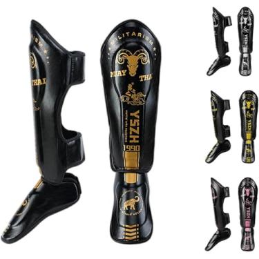 Imagem de Caneleiras, Equipamento De Proteção De Perna De Muay Thai, Caneleiras De Kickboxing, Suporte De Almofada De Pano Elástico De Espuma De Peito Do Pé, Ótimas Almofadas Protetor, White, L