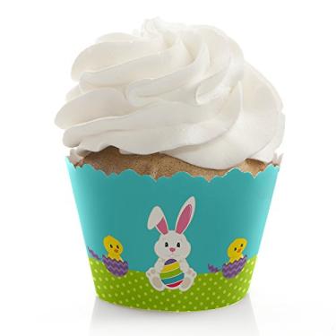 Imagem de Hippity Hoppity – Decorações de Festa Coelhinho da Páscoa – Embalagens de Cupcake de Festa – Conjunto de 12