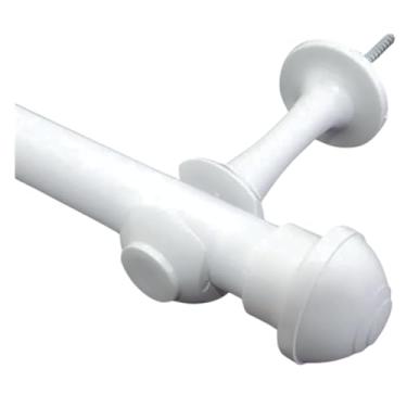 Imagem de Kit Haste Varão Metal Para Cortina com Buchas e Parafusos (Branco, 2m)
